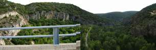 La Tajera: Muro del embalse a contrabuzamiento calizas Cretácico